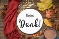 Autumn Decorated Flat Lay With Text Vielen Dank