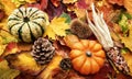 Autumn decoration arranged with natural items