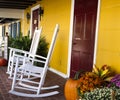 Autumn decoration in Virginia with pumpkins and rocking chairs-Square size Royalty Free Stock Photo