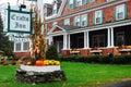 Autumn decorations adorn a country inn in Vermont