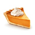 Autumn Delight: Slice of Pumpkin Pie Isolated on White Background. Generative ai