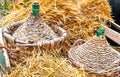 Autumn demijohn wicker Royalty Free Stock Photo