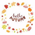 Autumn design with frame of leaves, lettering Royalty Free Stock Photo