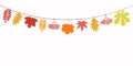 Autumn design with leaves hanging on a string