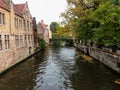 Autumn details on a canal in the medieval city of Bruges, Belgium Royalty Free Stock Photo