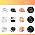 Autumn dishes recipes icons set