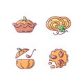 Autumn dishes recipes RGB color icons set Royalty Free Stock Photo