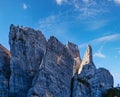 Autumn Dolomites mountain scene, Sudtirol, Italy. Cinque Torri Five towers rock formation