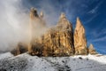 Autumn in the Dolomites, natural park Tre Cime. North Italy