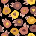 Autumn doodle flowers seamless vector repeat