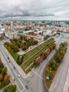 Autumn downtown streets, Kharkiv city aerial pano