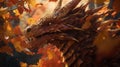 Autumn Dragon - Majestic Leaf-Made Portrait in Cinematic 8K wallpaper, Generative AI Royalty Free Stock Photo