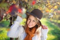 Autumn dressed woman with beautiful smile