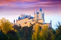 Autumn dusk view of Castle of Segovia