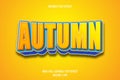 Autumn editable text effect 3 dimension emboss cartoon style Royalty Free Stock Photo