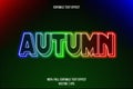 Autumn editable text effect 3 dimension emboss neon style Royalty Free Stock Photo