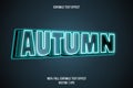 Autumn editable text effect 3 dimension emboss neon style Royalty Free Stock Photo