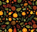 Autumn Elegance Seamless Leaf and pumpkins Pattern background wallpaper seasons