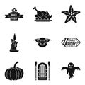 Autumn entertainment icons set, simple style Royalty Free Stock Photo