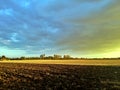 Autumn fall agricultural fields sunset Royalty Free Stock Photo
