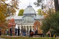 Autumn. Fall. Autumn landscape. Autumn colors. Palacio de Cristal. Madrid. El Retiro Park.