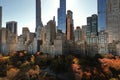 Autumn Fall. Autumnal Central Park view from drone. Aerial of NY City Manhattan Central Park panorama in Autumn. Autumn Royalty Free Stock Photo
