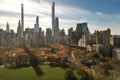 Autumn Fall. Autumnal Central Park view from drone. Aerial of NY City Manhattan Central Park panorama in Autumn. Central Royalty Free Stock Photo