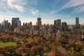 Autumn Fall. Autumnal Central Park view from drone. Aerial of NY City Manhattan Central Park panorama in Autumn. Autumn Royalty Free Stock Photo