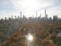 Autumn Fall. Autumnal Central Park view from drone. Aerial of NY City Manhattan Central Park panorama in Autumn. Autumn Royalty Free Stock Photo