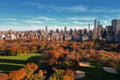 Autumn Fall. Autumnal Central Park view from drone. Aerial of NY City Manhattan Central Park panorama in Autumn. Autumn Royalty Free Stock Photo