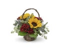 Autumn Fall Flower Arrangement with Sunflowers in a Basket - Thanksgiving Centerpiece