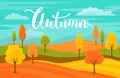 Autumn fall cartoon landscape background