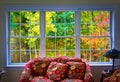Autumn fall colorful leaves window view