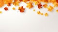 Autumn fall with falling maple leaves.Flying maple leaves isolated on white background. Generative AI Royalty Free Stock Photo