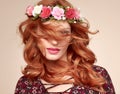 Autumn Fall Fashion. Redhead Woman Portrait.Makeup Royalty Free Stock Photo