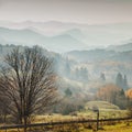 Autumn foggy mountains landscape Slovakia Royalty Free Stock Photo