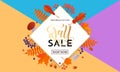 Autumn fall gold sale poster or September shopping promo banner autumnal discount