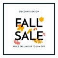 Autumn fall gold sale poster or September shopping promo banner autumnal discount