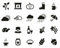 Autumn Or Fall Icons Black & White Set Big Royalty Free Stock Photo