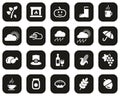Autumn Or Fall Icons White On Black Flat Design Set Big Royalty Free Stock Photo