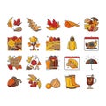 autumn fall leaf nature season icons set vector Royalty Free Stock Photo