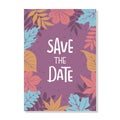 Autumn fall leaves foliage border save the date wedding invitation background Royalty Free Stock Photo