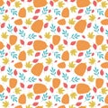 Autumn/fall leaves and pumpkins seamless vector pattern.