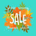 Autumn fall leaves sale banner background