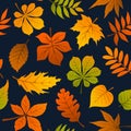 Autumn fall leaves seamless pattern