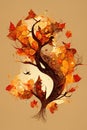 Autumn Fall Leaves, seasons, Brown, Gold branches