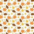Autumn/fall leaves and seeds seamless vector pattern.