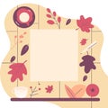 Autumn Fall paper card empty flatlay top view poster on a wooden rustic table decorated with herbal Royalty Free Stock Photo