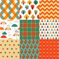 Autumn fall seamless backgrounds set Royalty Free Stock Photo