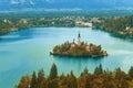 Autumn or fall season in Bled lake Royalty Free Stock Photo